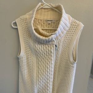 Calvin Klein Womens Knit Cream Sweater Vest